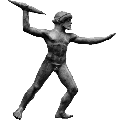 Zeus with thunderbolt facing Achilles